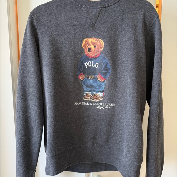Limited Edition Ralph Lauren Polo Bear Men's Grey Crew Neck Sweater